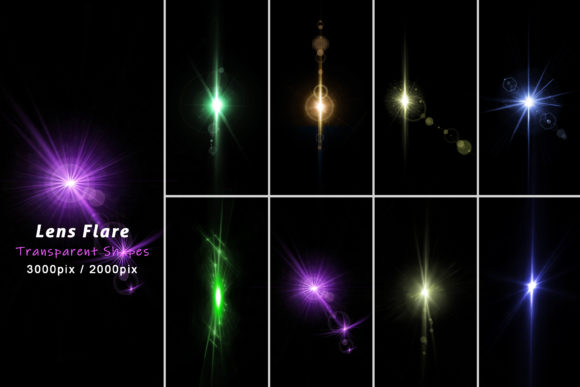 Download Realistic Lens Flare Light Isolated Set - Light Collection